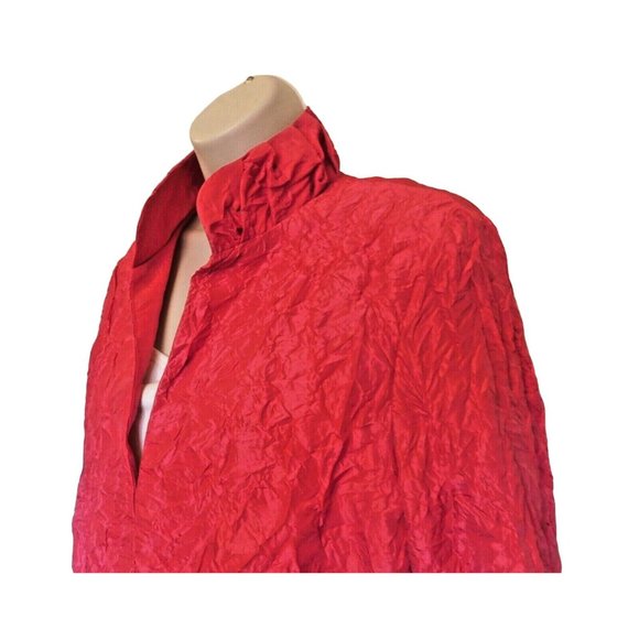 Chico's 2 Jacket 12 L Pink Fuchsia Crinkled Fabric 3/4 Sleeve Polyester Nylon - Picture 3 of 8